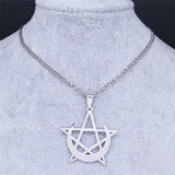 Gothic Moon and Pentagram Stainless Steel Neckless for Women Black Witchcraft Necklaces & Pendants Jewelry N4136S03