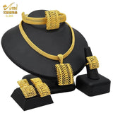 Indian Jewellery Luxury Necklace Jewelry Sets for Women Dubai Gold Color African Arabic Wedding Bridal Collection Sets Earring