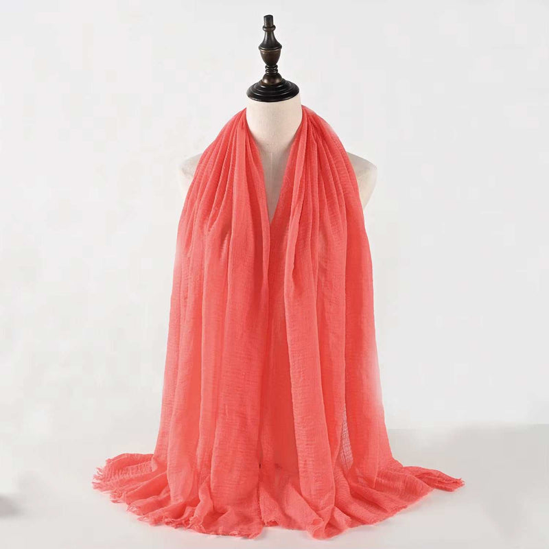 Muslim Women Scarves and Shawls with Loose Edges and Imitation Cotton and Linen Hijabs