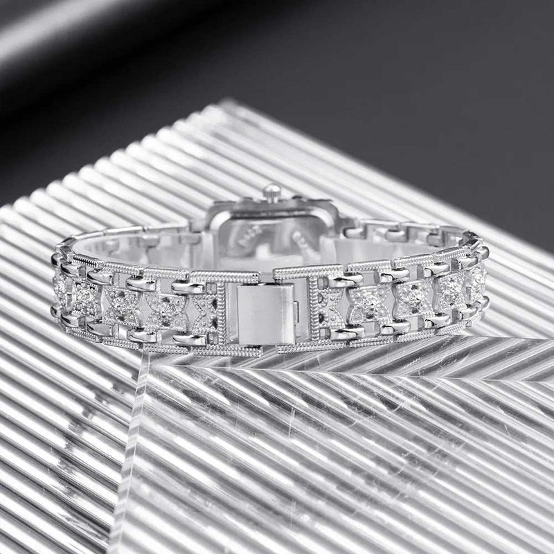 Women Watch Rectangle Dial Silver Stainless Steel Crystal Watches Fashion Quartz for Women Ladies Major Relojes Hot Sale Relojes
