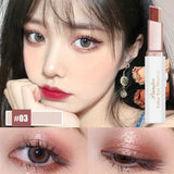 Lazy Eyeshadow Stick Stereo Gradient Shimmer Double Color Eye Shadow Pen Waterproof Easy to Wear Eyeshadow
