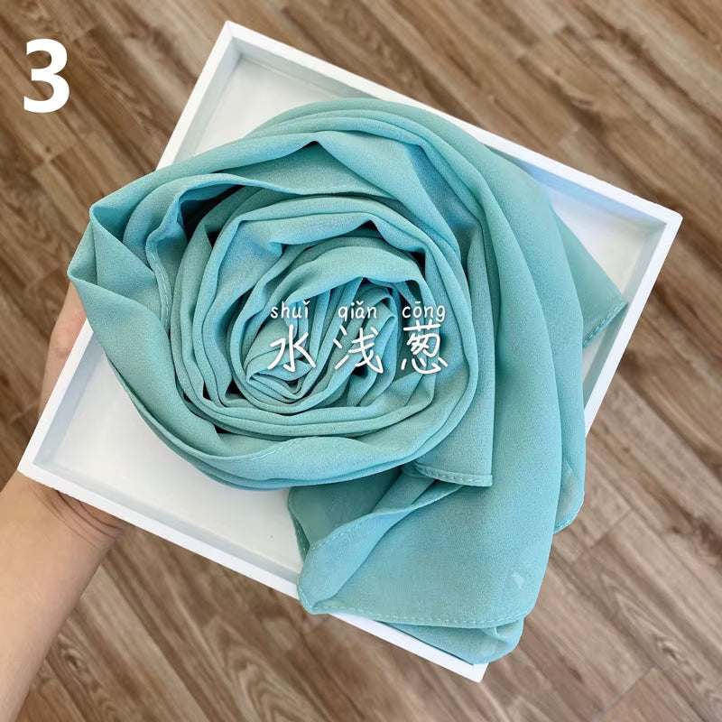 Muslim Chiffon Hijab Scarf Women 2020 Islam Scarves Solid Color Shawl Head Wrap Islamic Hijabs Headscarf Foulard Femme Musulman
