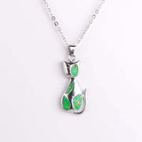 Elegant Female Blue Zinc Alloy Necklace Oval Mysterious Cat Necklaces Pendants New Fashion Animal Jewelry Birthday Gift