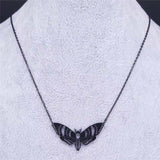 2024 Gothic Moth Stainless Steel Necklaces Pendants Women/Men Black Color Chain Necklace Jewelry Colgantes Mujer Moda N3094S03