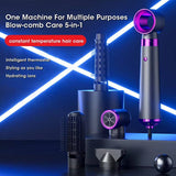 Multifunctional electric hair dryer with 5-in-1 styling attachments and negative ion technology