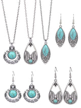 Vintage Blue European American Necklace Earrings Jewelry Sets Crystal Jewellery Sets for Women Stone Necklaces & Pendants Gift