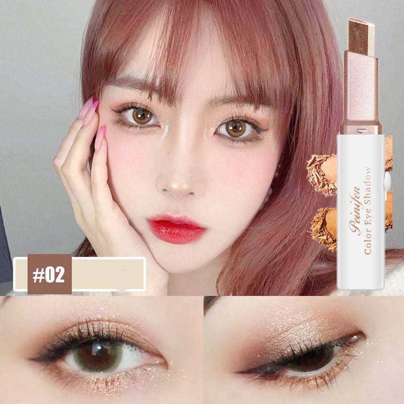 Lazy Eyeshadow Stick Stereo Gradient Shimmer Double Color Eye Shadow Pen Waterproof Easy to Wear Eyeshadow